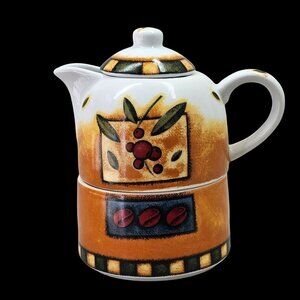 MSC Joie de Vivre Stacked Creamer Sugar Bowl Ceramic French Midcentury Vintage